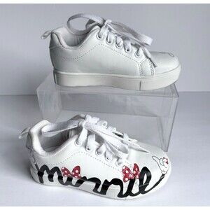 Toddler Disney Minnie Mouse White Tennis Shoe Sneakers Ground Up Girls Sz 11